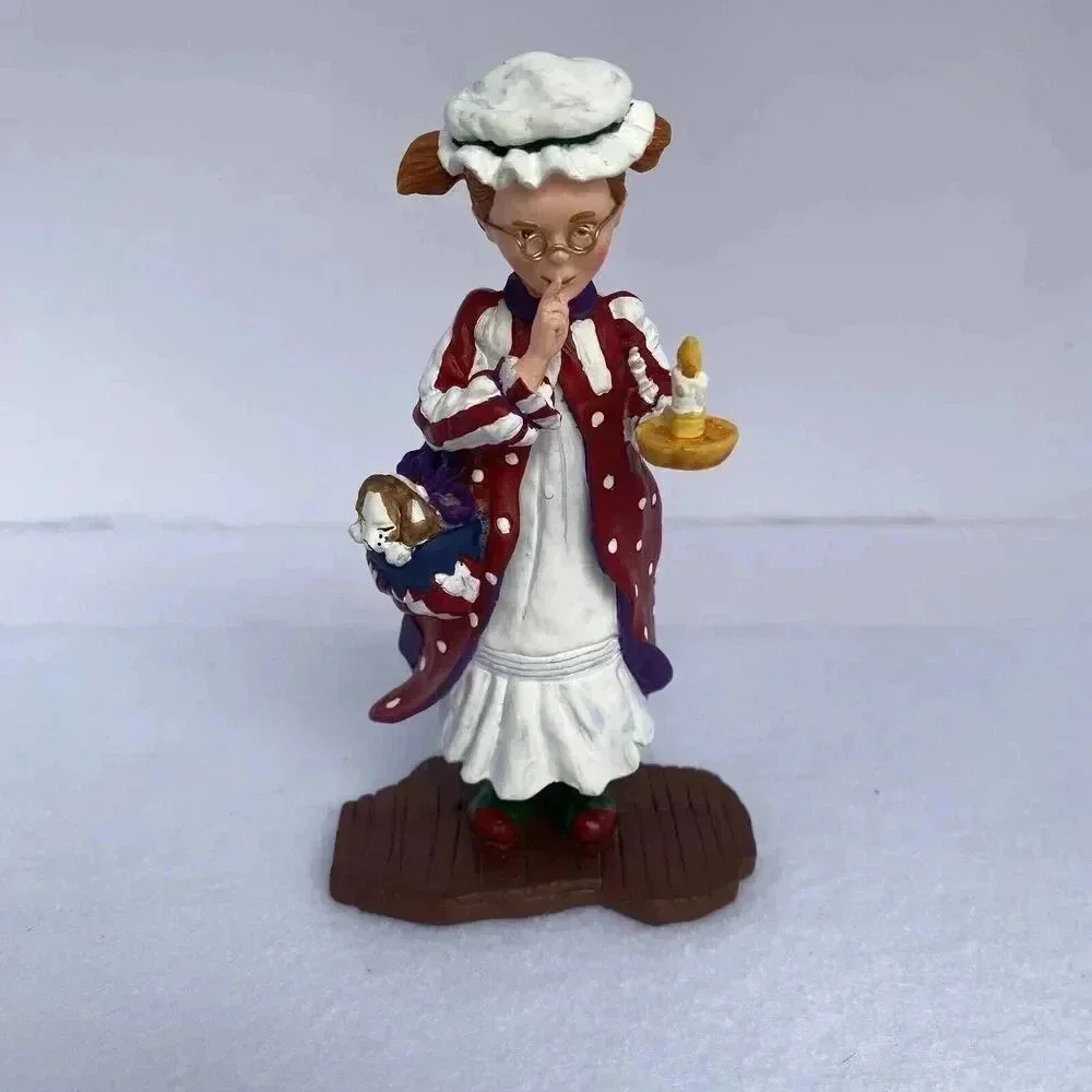 All Through The House‎ Mary Jo Figurine Resin Girl Candle Puppy 5.5in Christmas